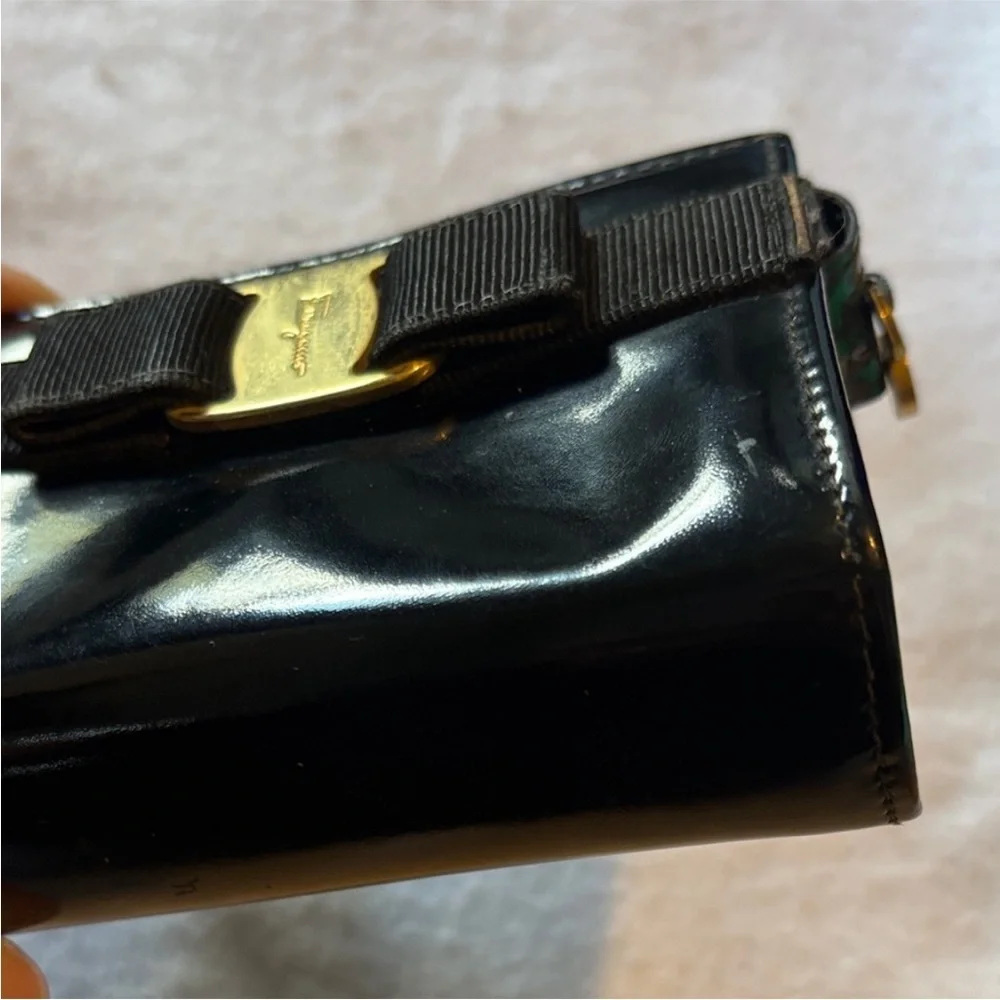 Salvatore Ferragamo Black Wallet with Gold Accents EUC